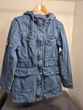 Utility Denim Hooded Jacket - Blue